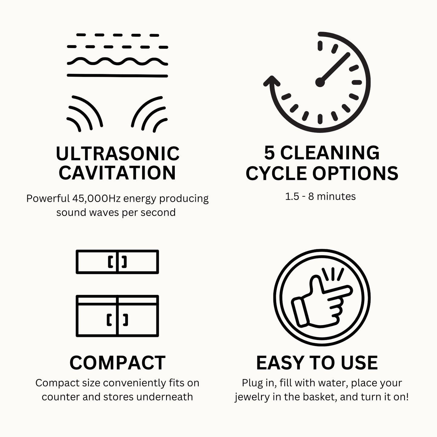 GEMORO LuxeSpa Personal Ultrasonic Jewelry & Eyeglass Cleaner 1.5pt (24oz)