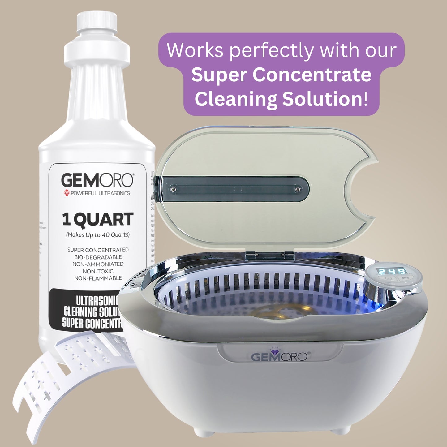 GEMORO LuxeSpa Personal Ultrasonic Jewelry & Eyeglass Cleaner 1.5pt (24oz)